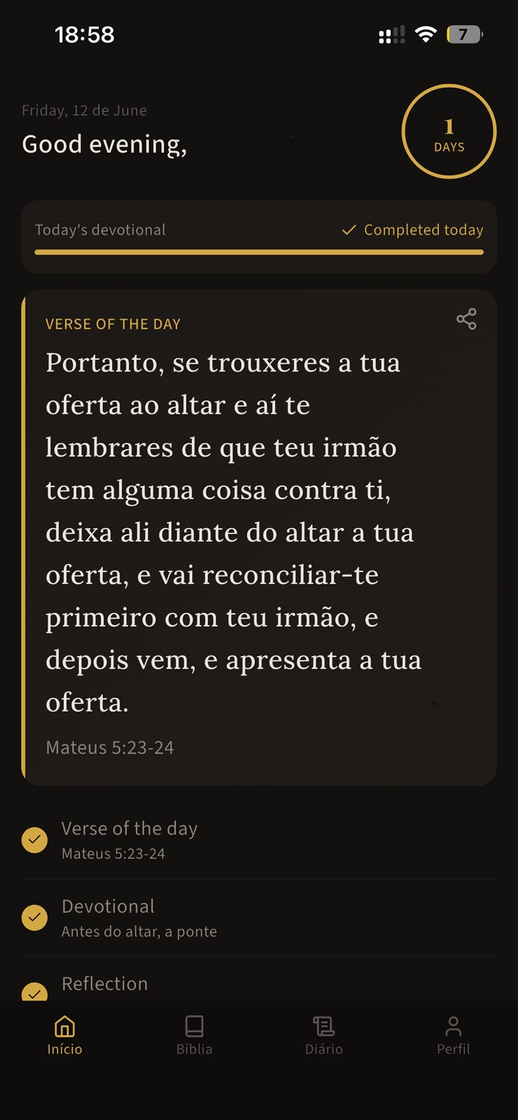 Tela inicial do app Santifika